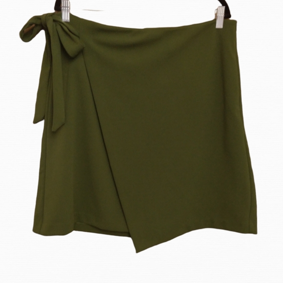 ECI Dresses & Skirts - Eci olive green "wrap" skirt with side tie and side zipper size L